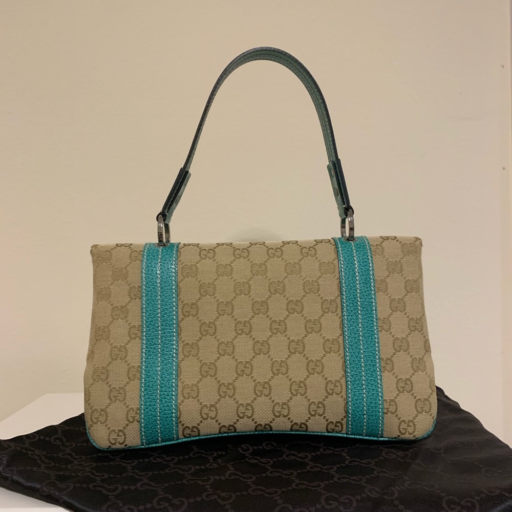 Gucci Canvas/Leather Flap Satchel Limited Turqu - Picture 2 of 12